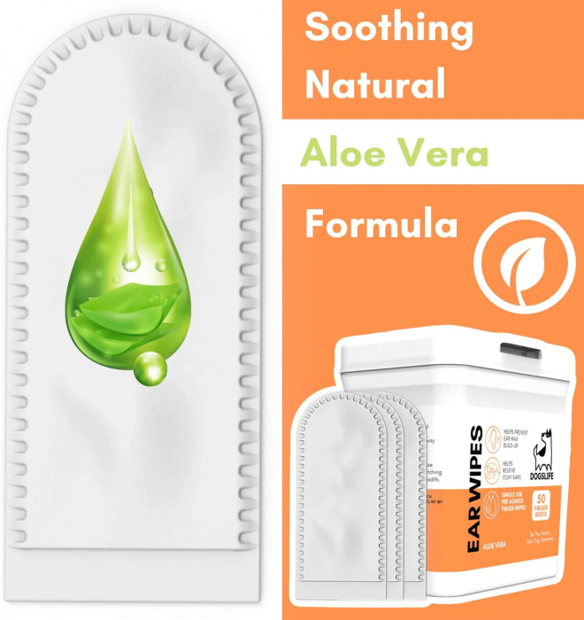 Servetele auriculare Dogslife cu Aloe vera, pachet x 50 buc [2]