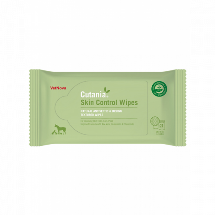 Servetele igienice degresante, cu proprietati de uscare si albire, CUTANIA Skin Control Wipes, VetNova, 24 servetele