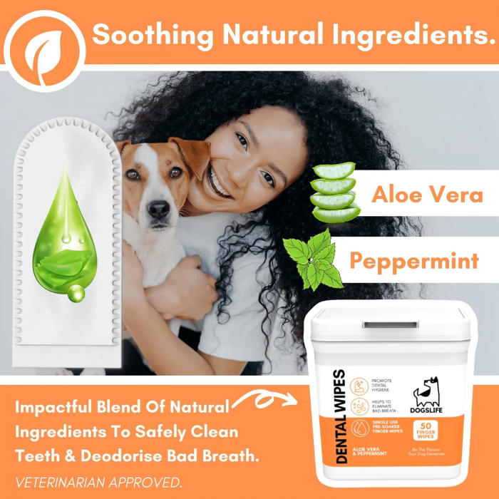 Servetele igiena dentara Dogslife cu Aloe Vera, cutie x 50 buc [4]