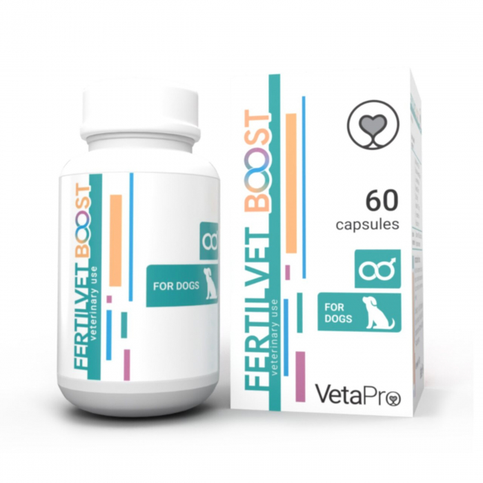 VETAPRO fertilvet boost 60caps cut, impuls fertilitate caini masculi