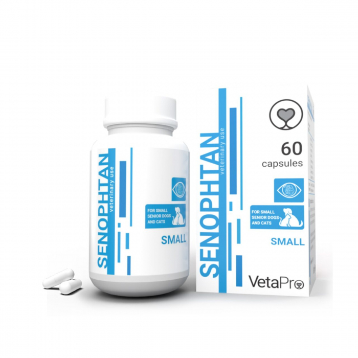 VETAPRO senophtan small 60caps cut sanatate neurologica caini si pisici seniori de rase mici