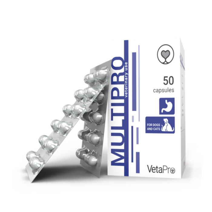 VETAPRO multipro 50caps cut suport gastro intestinal caini si pisici