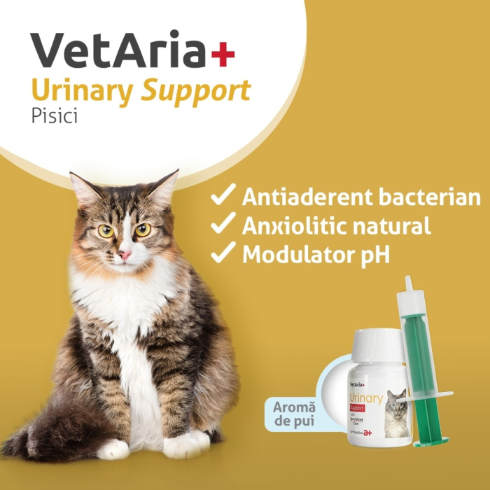 VetAria+ Urinary Support Cats, Gel oral palatabil cu aromă de pui, Flacon de 30 ml [2]