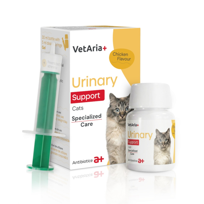 VetAria+ Urinary Support Cats, Gel oral palatabil cu aroma de pui, Flacon de 30 ml