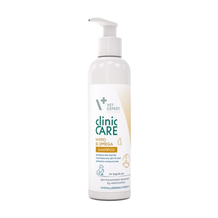Vet Expert, sampon emolient dermatocosmetic pentru caini si pisci CLINIC CARE HYPO OMEGA,  250ml