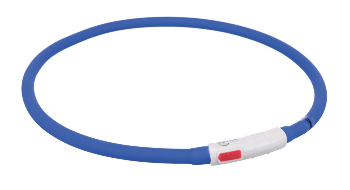 Zgarda cu Led, Incarcare USB, XS-XL, Silicon, 70 cm o 10 mm Albastru