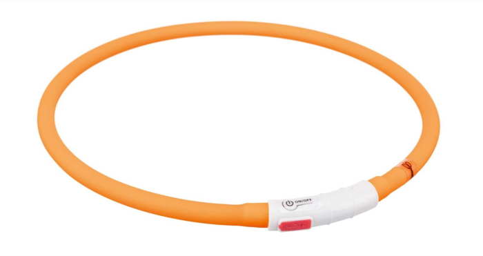 Zgarda cu Led, Incarcare USB, XS-XL, Silicon, 70 cm o 10 mm Portocaliu