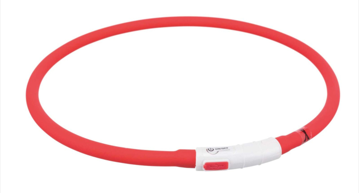 Zgarda cu Led, Incarcare USB, XS-XL, Silicon, 70 cm o 10 mm Rosu