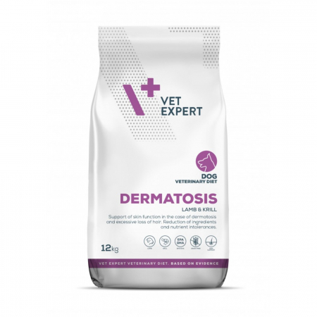 Diete veterinare caini - Dieta veterinara Dermatosis Dog, VETEXPERT, MIEL si KRILL, 12 kg