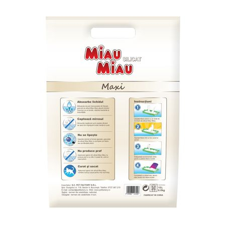 Asternut igienic pentru pisici Miau-Miau, Silicat, 15L [1]