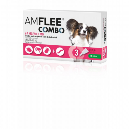 Antiparazitare interne si externe - AMFLEE COMBO DOG talie mica 67mg - S (2-10 kg) x 3 pipete