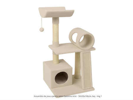 Ansambluri de joaca, sisaluri - Ansamblu de joaca pentru pisici Savanna Artic - 50x50x106cm, bej Nayeco