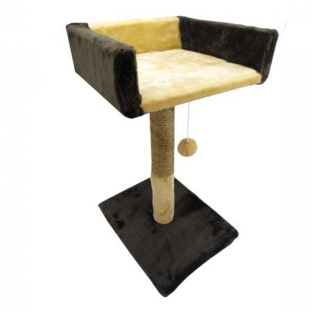 Pisici - Ansamblu de joaca pentru pisici tip coloana cu canapea si ciucure culoare maro cu bej 50 x 30 x 33 cm