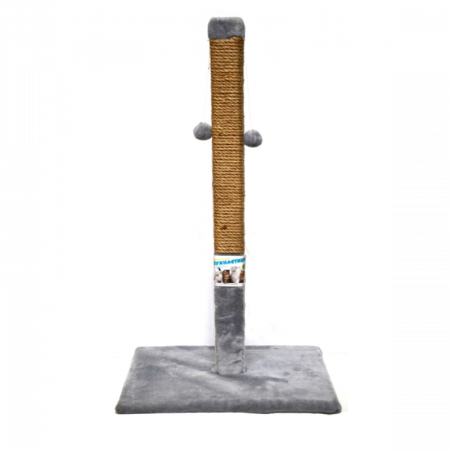 Pisici - Ansamblu de joaca pentru pisici tip coloana independenta cu ciucuri culoare gri 80 x 45 cm