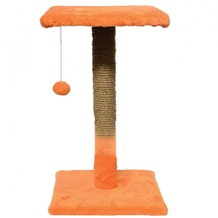Pisici - Ansamblu de joaca pentru pisici tip polita pe suport cu ciucure portocaliu 50 x 30 x  30 cm