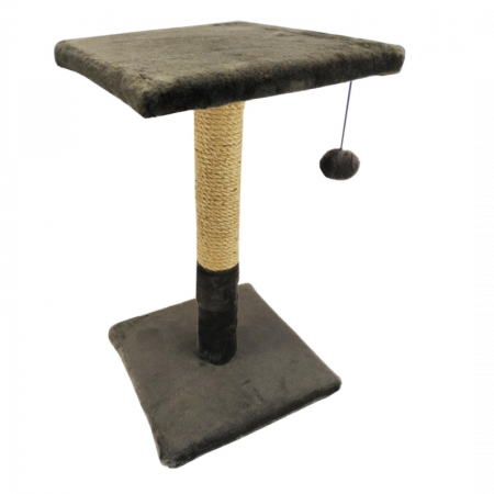 Pisici - Ansamblu de joaca pentru pisici tip polita pe suport cu ciucure ciocolata 50 x 30 x  30 cm