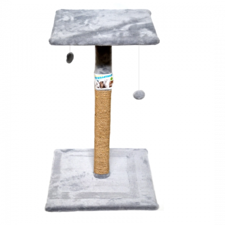 Pisici - Ansamblu de joaca pentru pisici tip turn cu platforma si ciucuri Gri 75 x 45 cm