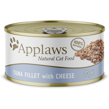 Pisici - Applaws, conservă hrană umedă pisici cu ton si branza, (în supă), 156g