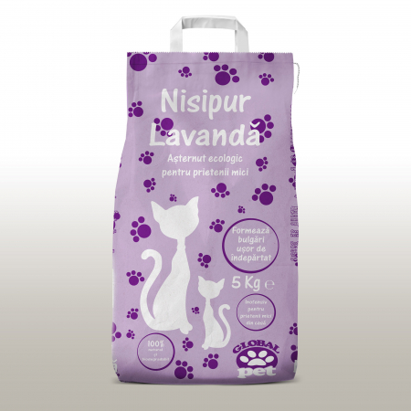 Asternut litiera / Nisip / Silicat - Asternut igienic bentonita pentru pisici, Nisipur, Lavanda, 5 kg