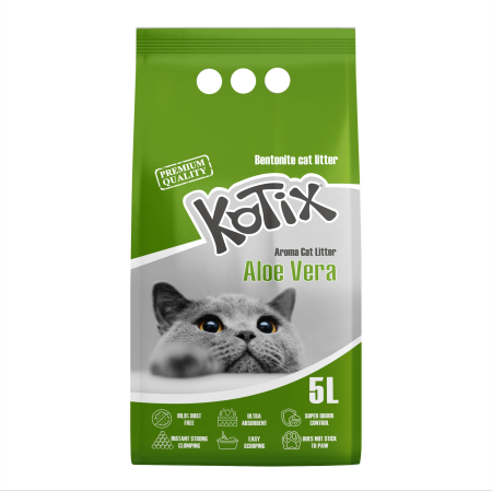 Pisici - Asternut igienic pentru pisici bentonita Kotix, 5l, aroma Aloe Vera
