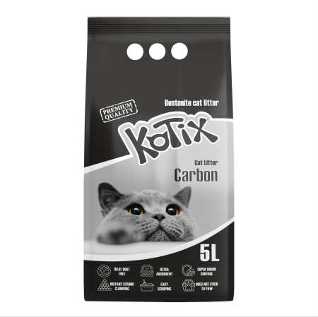 Pisici - Asternut igienic pentru pisici bentonita Kotix, 5l, aroma Carbune Activ