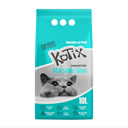 Pisici - Asternut igienic pentru pisici bentonita Kotix, 10l, aroma Sapun de Marsilia