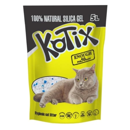 Pisici - Asternut igienic pentru pisici, silicat, Kotix Normal, 5L