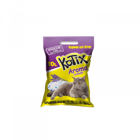 Pisici - Asternut Igienic Silicat pentru pisici, Kotix Lavanda, 10L