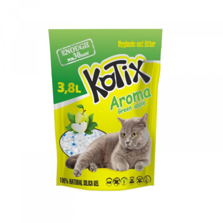Pisici - Asternut Igienic Silicat pentru pisici, Kotix Mar Verde, 3.8L