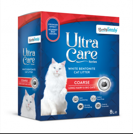 Asternut litiera / Nisip / Silicat - Asternut Igienic Ultra Care Coarse Pisici Par lung si Pisici Mari 8 l