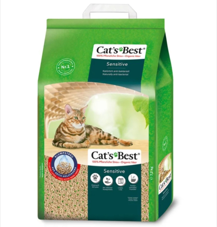 Asternut litiera / Nisip / Silicat - Asternut pentru litiera Cat’s Best Oko Plus Sensitive 20 L