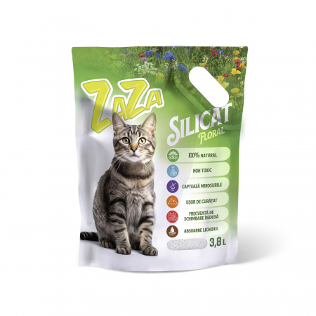Asternut litiera / Nisip / Silicat - Silicat ZAZA cat,  floral 3.8L