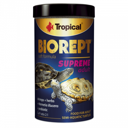 Reptile - Dieta speciala cu adaos de probiotice pentru testoasele adulte acvatice si semiterestre, Tropical, BIOREPT SUPREME ADULT,TERRARIUM, 28G