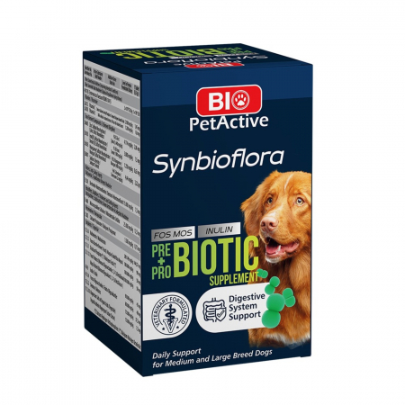 Afectiuni Digestive - Bio PetActive Synbioflora pentru Caini de Talie Medie si Mare  60 tablete