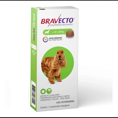 Caini - Bravecto 10-20 kg, 1 tableta masticabila x 500 mg