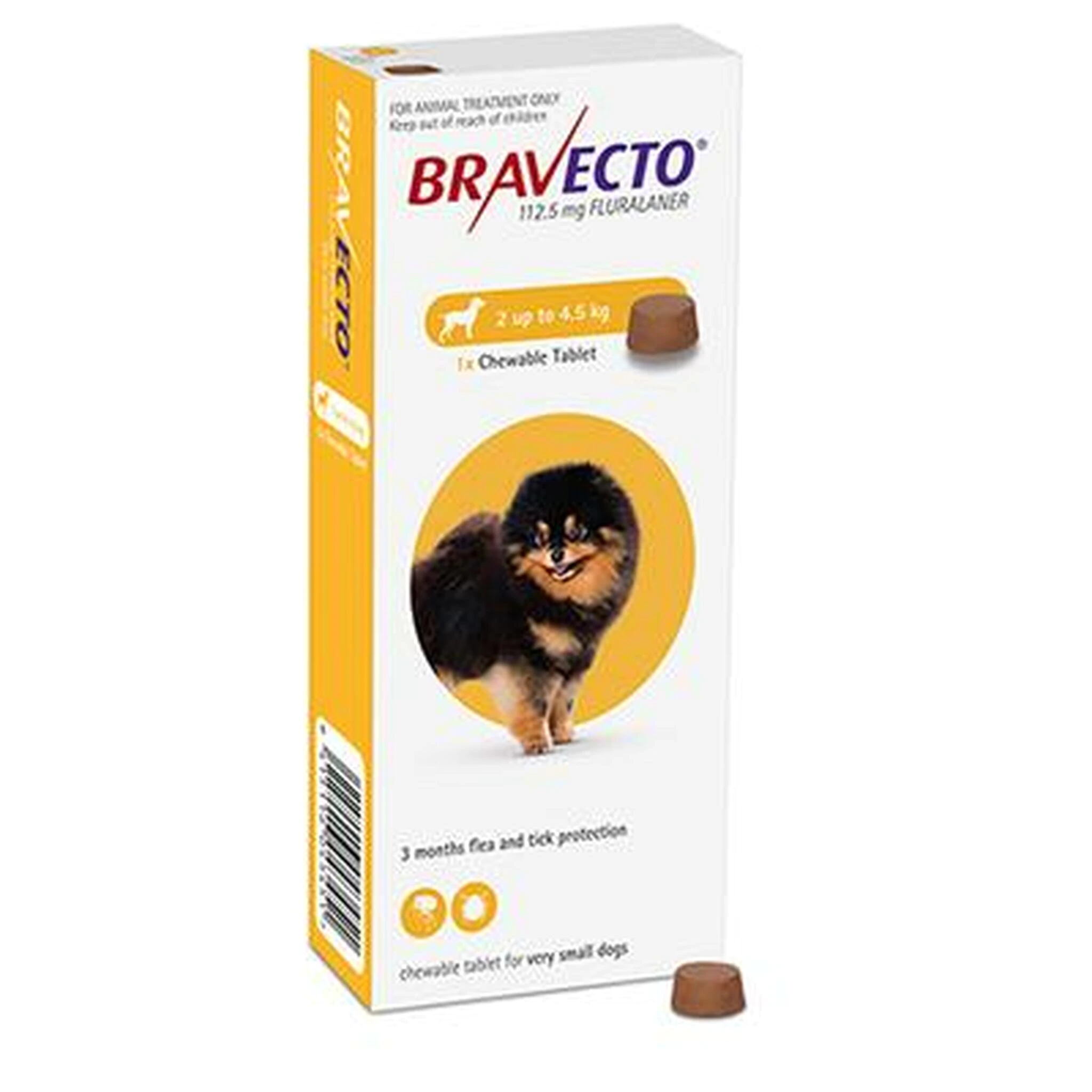 Caini - Bravecto 2-4,5 kg, 1 tableta masticabila x 112.5 mg