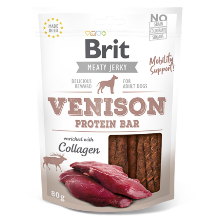 Recompense delicioase - Brit Dog Jerky Venison Protein Bar 80 g