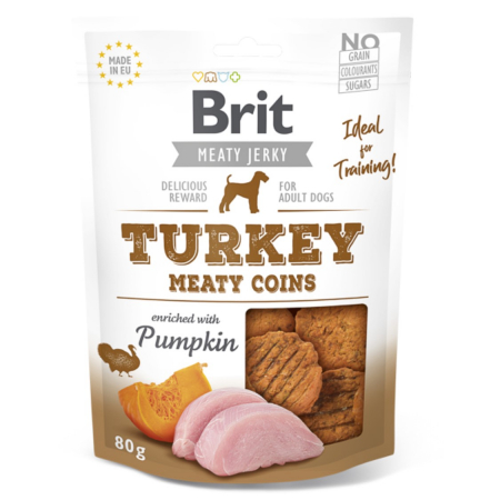 Recompense delicioase - Brit Dog Jerky Turkey Meaty Coins 80 g
