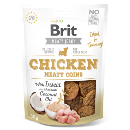 Recompense delicioase - Brit Dog Jerky Chicken With Insect Meaty Coins 80 g