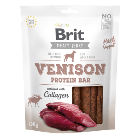 Recompense delicioase - Brit Dog Jerky Venison Protein Bar 200 g