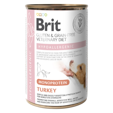 Diete veterinare caini - Brit GF Veterinary Diet Dog Hypoallergenic Monoprotein Turkey 400 g