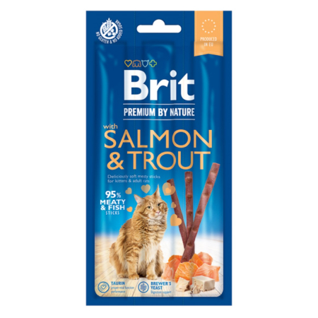 Super Reduceri - Brit Premium By Nature Cat Sticks With Salmon and Trout (3 sticks)