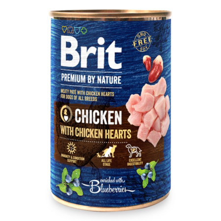 Hrana Umeda Caini - Brit Premium by Nature Chicken with Hearts 400 g conserva