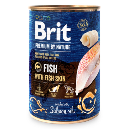 Hrana Umeda Caini - Brit Premium by Nature Fish with Fish Skin 400 g conserva