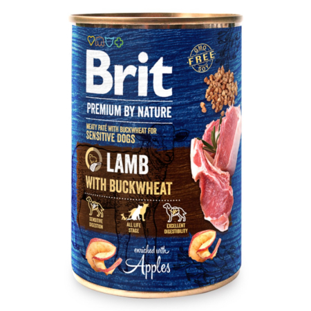 Hrana Umeda Caini - Brit Premium by Nature Lamb with Buckwheat 400 g conserva