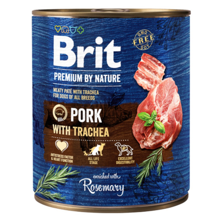 Hrana Umeda Caini - Brit Premium by Nature Pork with Trachea 800 g conserva