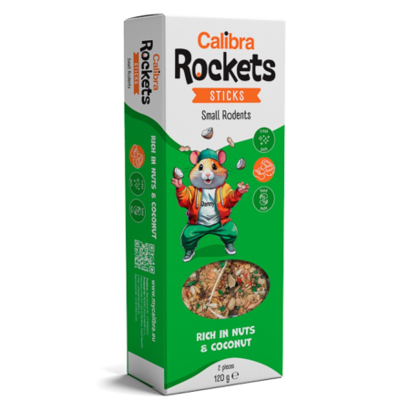 Hrana Rozatoare - Calibra Rockets Sticks Small Rodents Nuts & Coconut 120 g