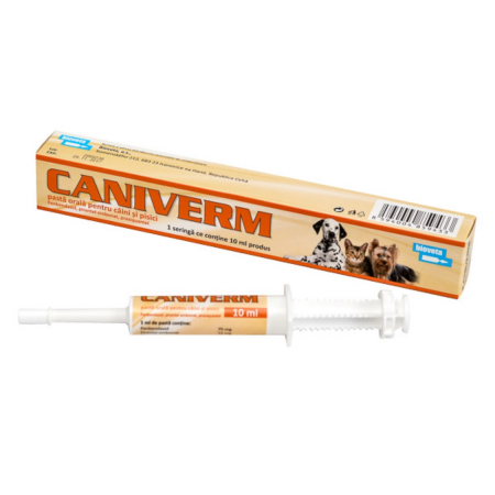 Pisici - Caniverm pasta orala pentru deparazitare interna la caini si pisici x 10 ml