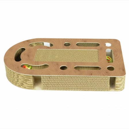 Ansambluri de joaca, sisaluri - Carton de zgariat pentru pisici, model Scratch&Play, 43.18×24.76×6.35 cm, Maro