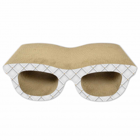 Pisici - Carton de zgariat pentru pisici, model ochelari, 49.53×24.13×17.01 cm, Multicolor